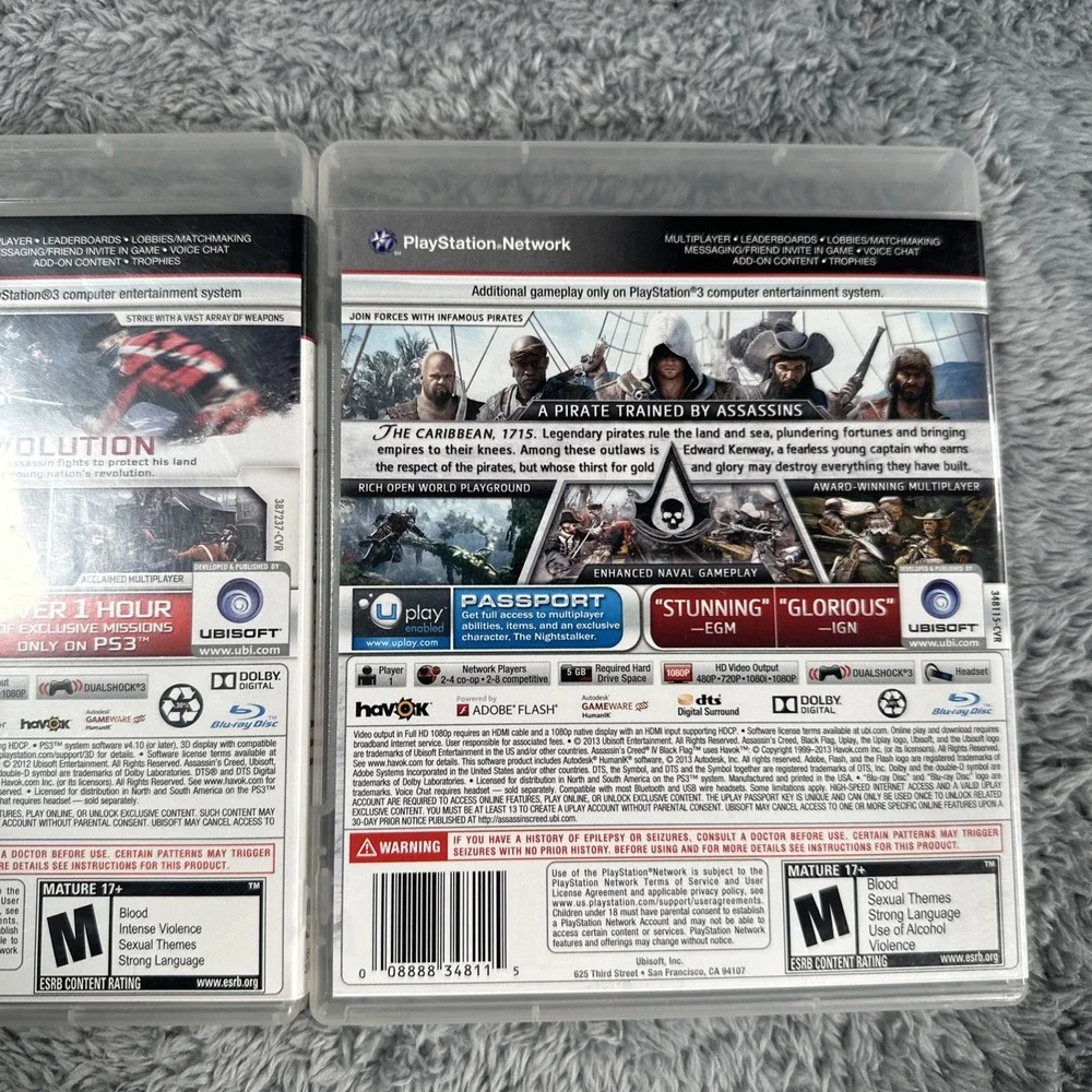 Assassin's Creed Game Lot III & IV Black Flag CIB Tested Working PS3 Pirate